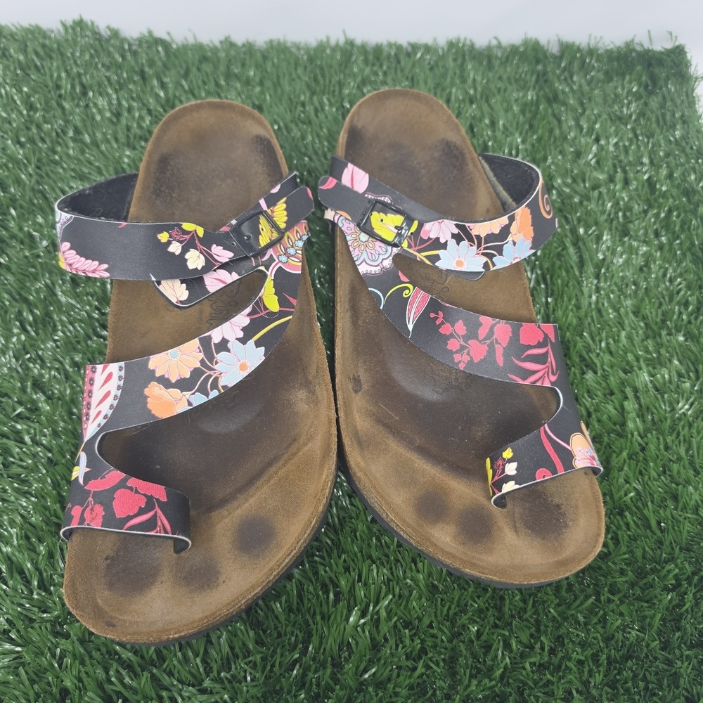 Birkenstock Birkis Birko Flor Salina Strappy Sandals Women's Sz 9 N Black Floral - Picture 2 of 10